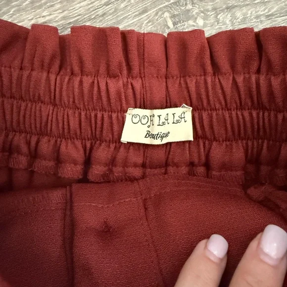 Rust Button Front Mini Skirt - Picture 4 of 7